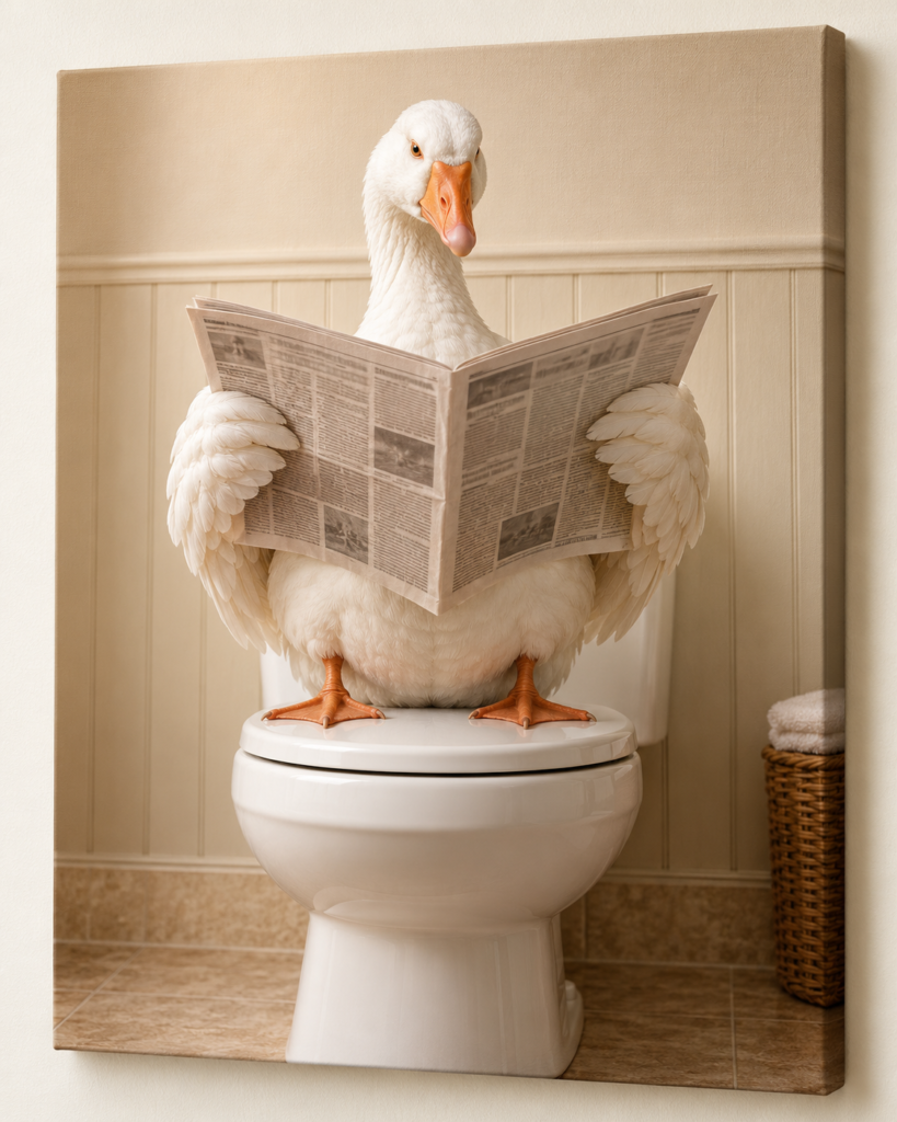 The Morning Paper: humorous animal artwork on a frameless canvas
